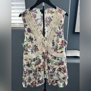 Torrid Floral Crochet Trim Blouse